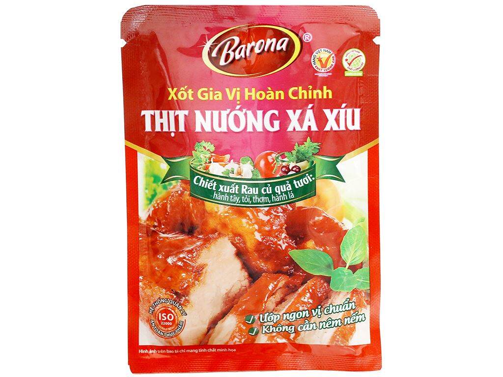 Xốt gia vị hoàn chỉnh ướp thịt nướng xá xíu Barona gói 80g