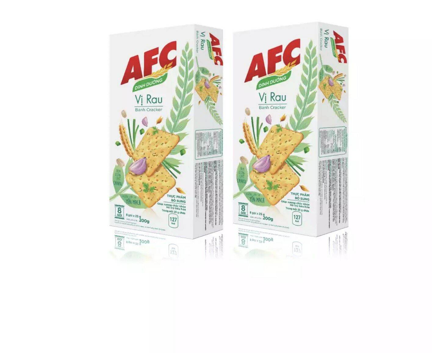 (NGON LẮM BẠN ƠI) HỘP BÁNH AFC VỊ RAU CẢI HỘP LỚN 200g /8 gói