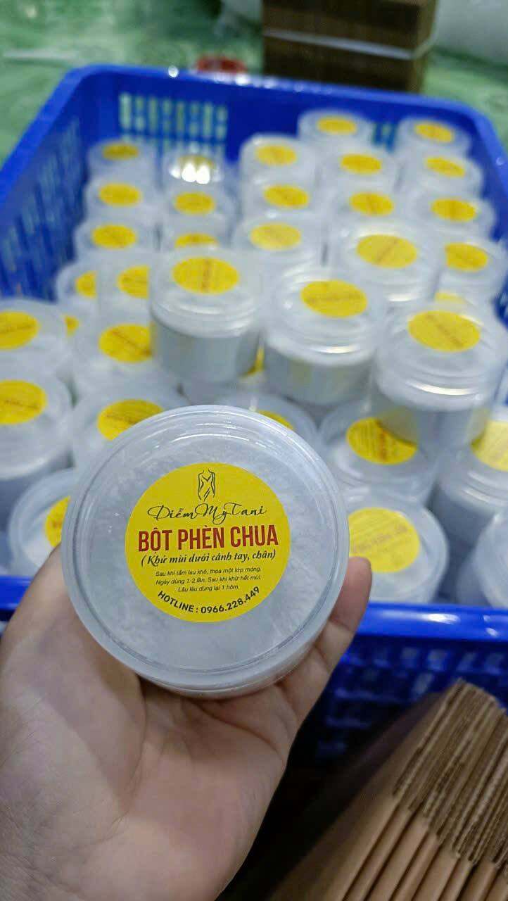 bột phèn chua chưng cất 100g, bột phèn chua khử mùi hôi nách
