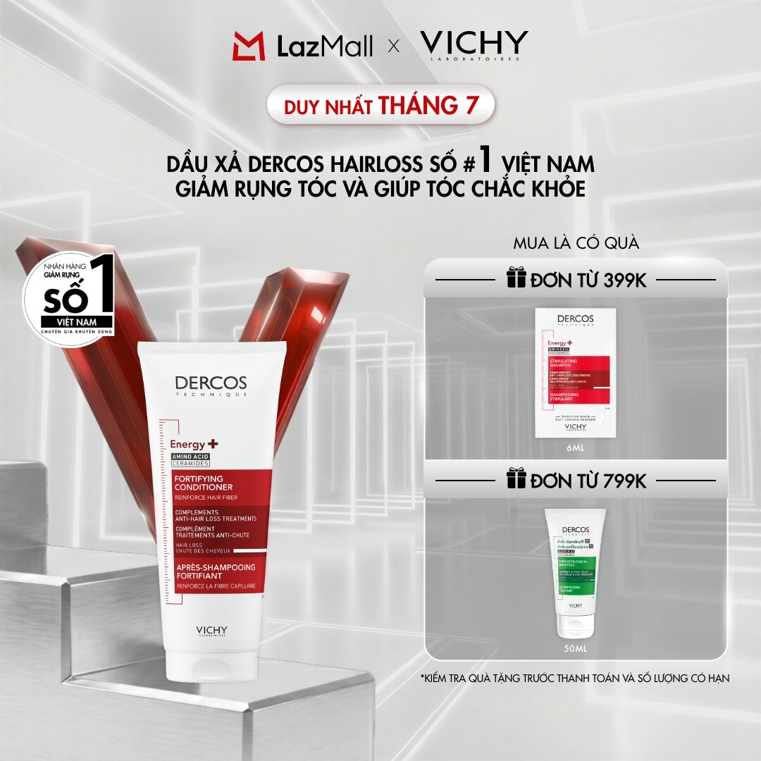 Dầu xả tăng cường dưỡng tóc chắc khoẻ, giảm gãy rụng Vichy Dercos Energisant 200ml