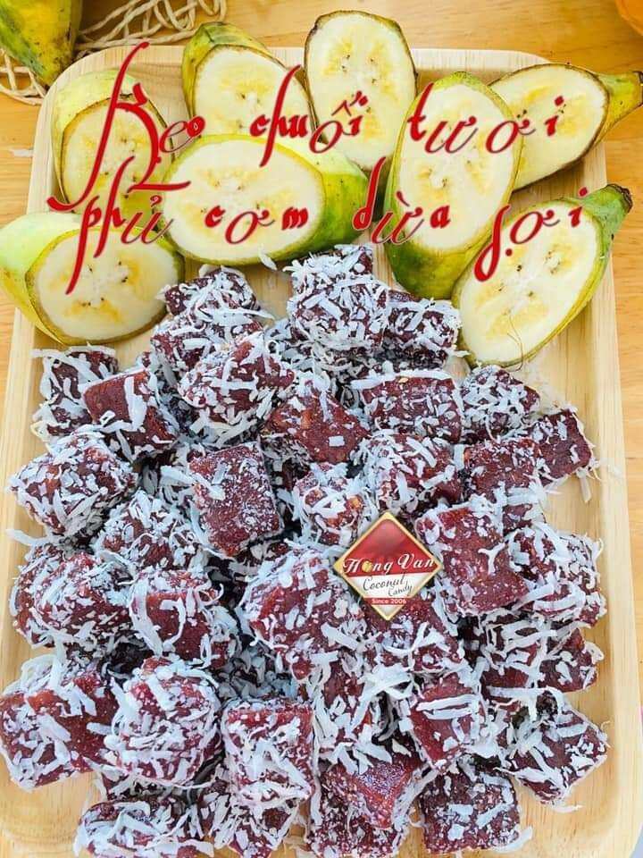 Kẹo chuối tươi phủ cơm dừa hoa tuyết 500g