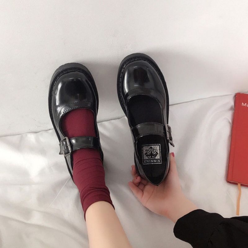 Giày bup bê nữ đê 3 phân da bóng tiêu thư mã52