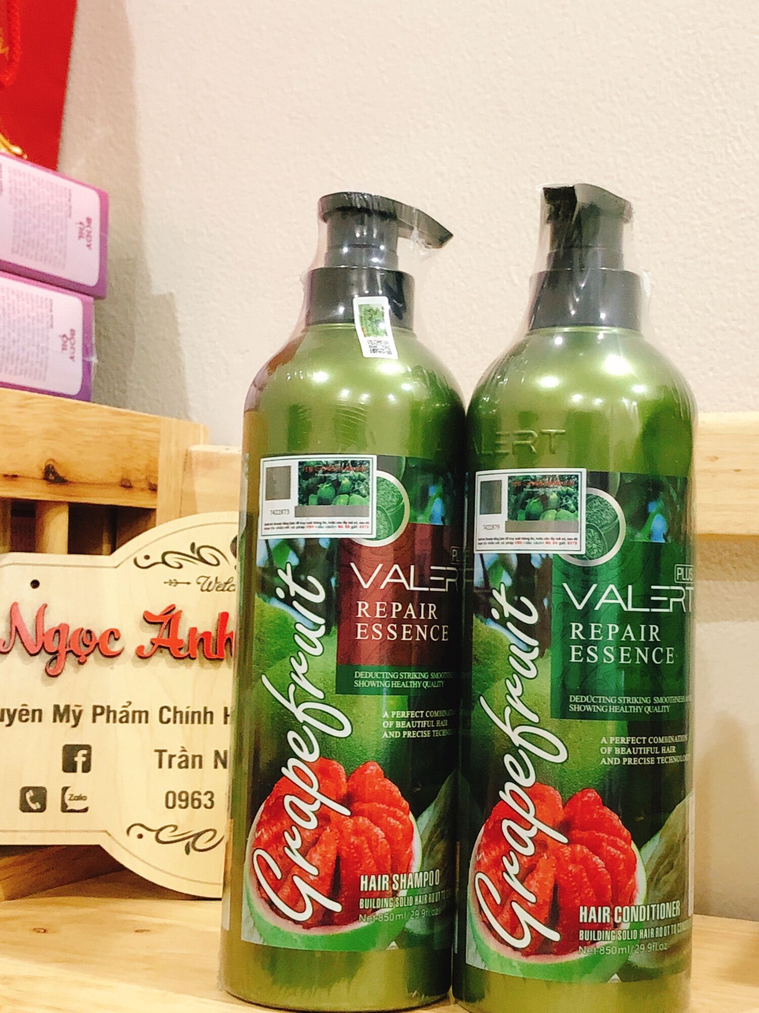 Combo 2 chai gội xả bưởi grapefruit valert 850ml chính hãng
