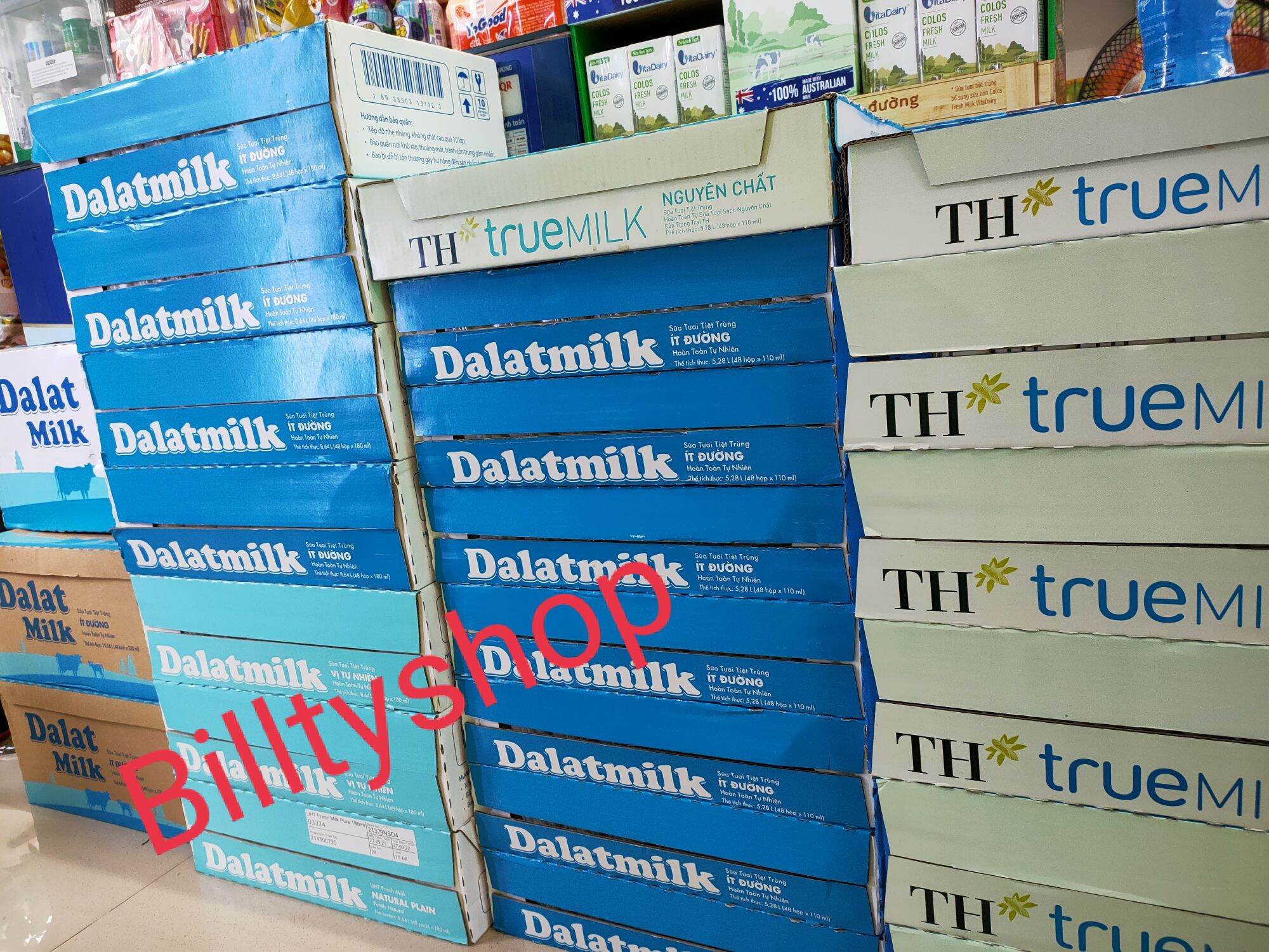 Thùng sữa Dalatmilk ít đường hộp 180ml(48hộp x 180ml)