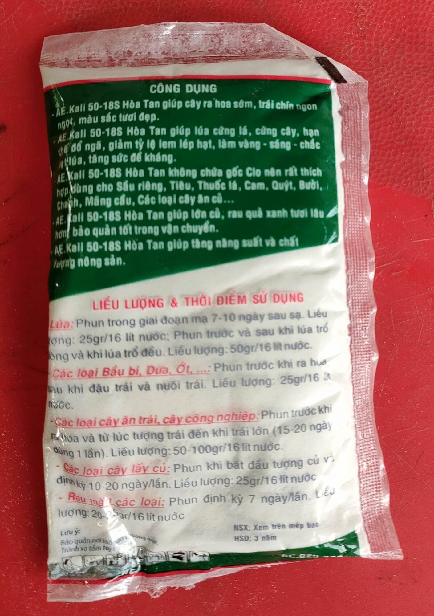 Phân bón lá, Kali hoà tan 50 18s, 100gr
