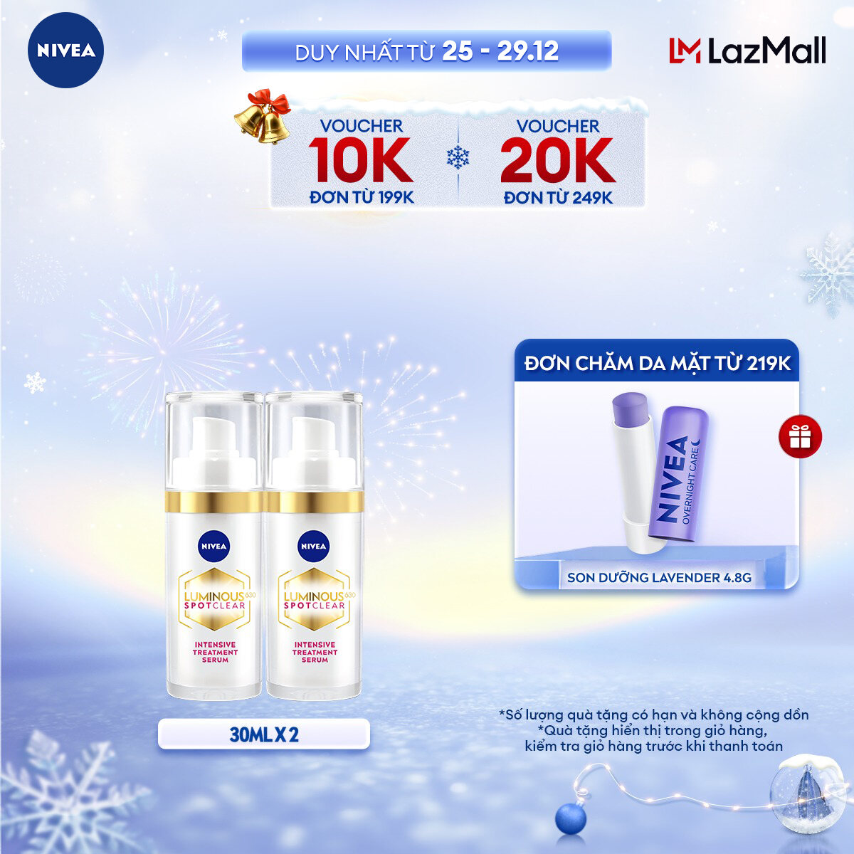 Bộ đôi Tinh Chất Chuyên Sâu NIVEA LUMINOUS 630 Giúp Làm Mờ Đốm Nâu | Ngăn Ngừa Thâm Nám (30 ml) - 86