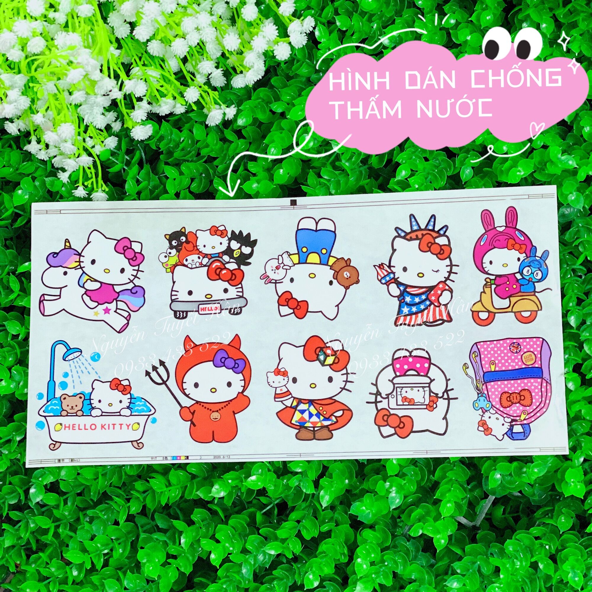 Hình dán chống thấm nước Hello Kitty - Doremon Doraemon - Melody - Brown