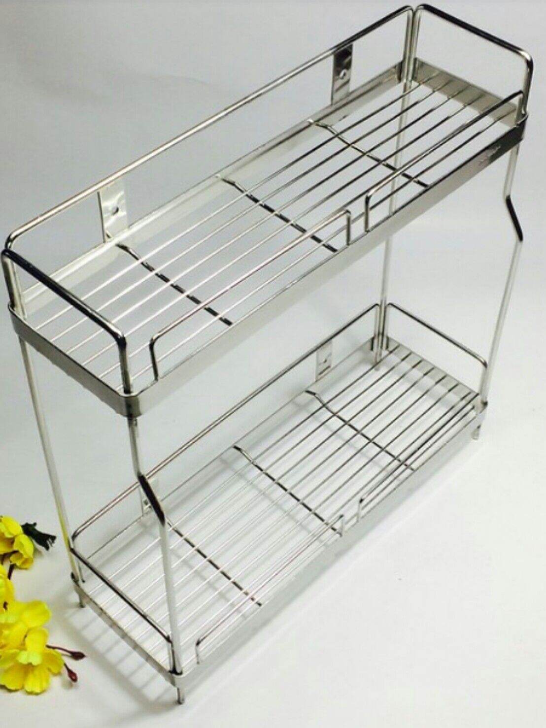 [HCM]Kệ gia vị cầu thang đứng 2 tầng inox La