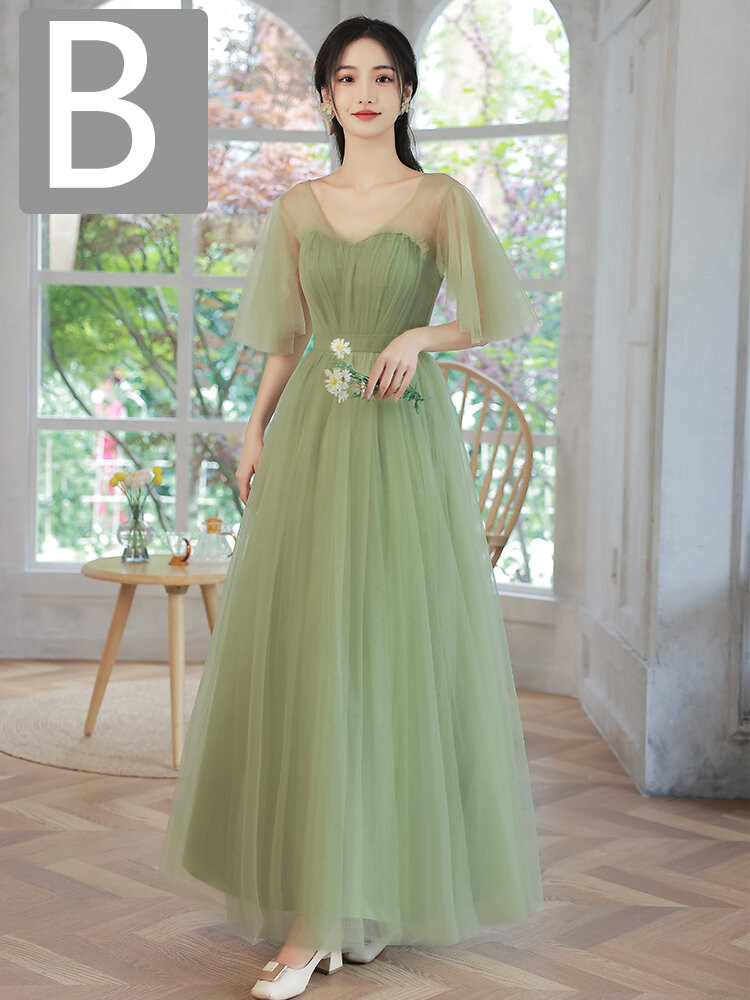 Trang phục phù dâu váy chị em tiên khí mẫu mới 2024 dáng dài trang phục đoàn phù dâu lễ phục mori girl trang phục biểu diễn váy liền mùa hè