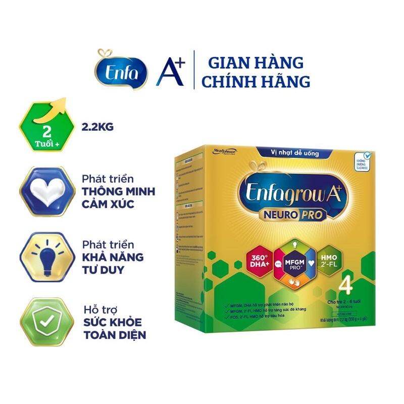 Sữa Enfagrow A+ 4 Vị nhạt 3,3kg/ 1,7kg/ 2,2kg. Vị nhạt