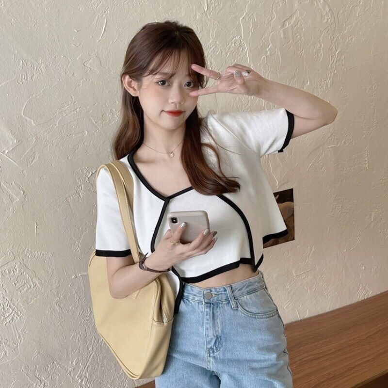 Set áo ống viền kèm áo khoác lửng T10