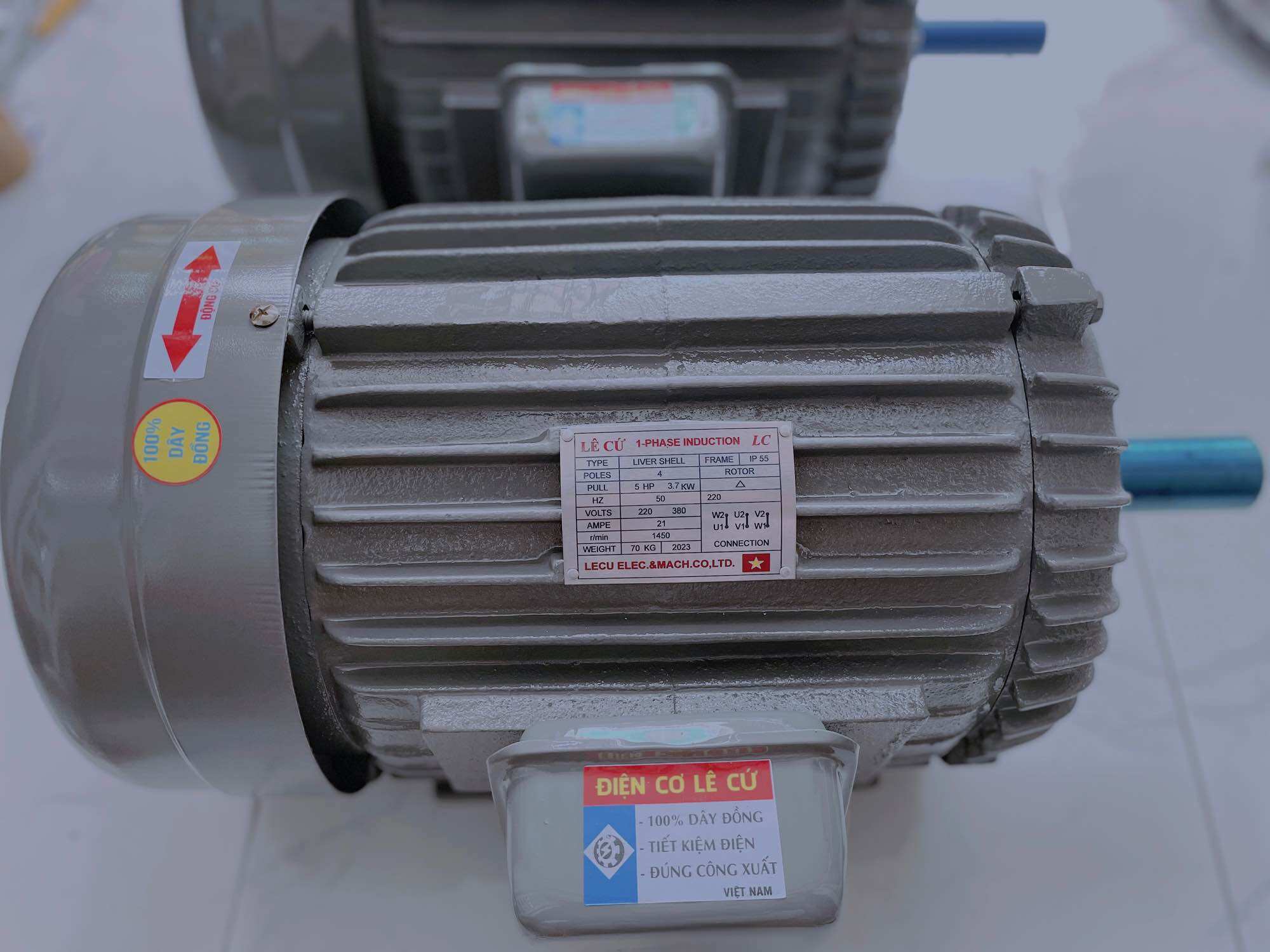Động cơ kéo motor teco 1 pha tua 1450 công suất 5hp