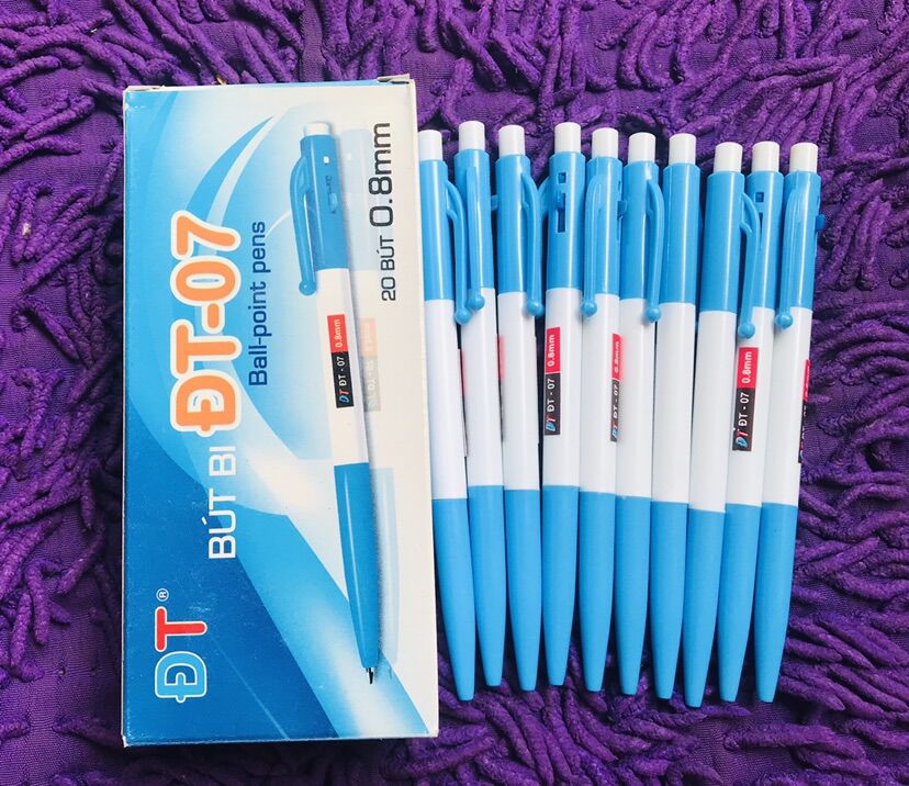 🔥Set 10 Viết Bi Xanh 07, Nét lớn 0,8cm, mực êm (Hình thật)