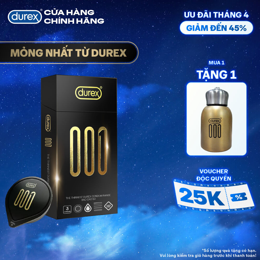 [MỚI] Bao Cao Su Durex 001 Siêu Mỏng, Hộp 3 Bao Mới Ra Mắt
