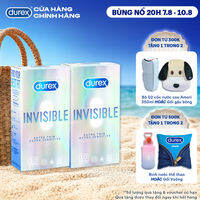 Bộ 2 hộp bao cao su Durex Invisible siêu mỏng, size 52mm, 10 bao/hộp