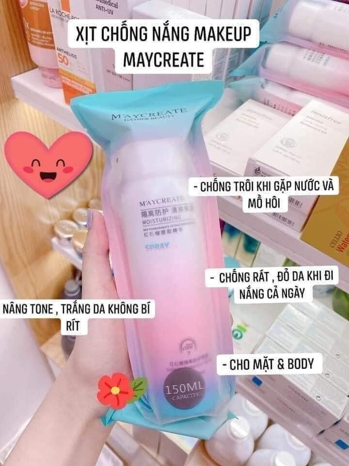 XỊT CHỐNG NẮNG MAY CREATE NỘI ĐỊA TRUNG NÂNG TONE DA