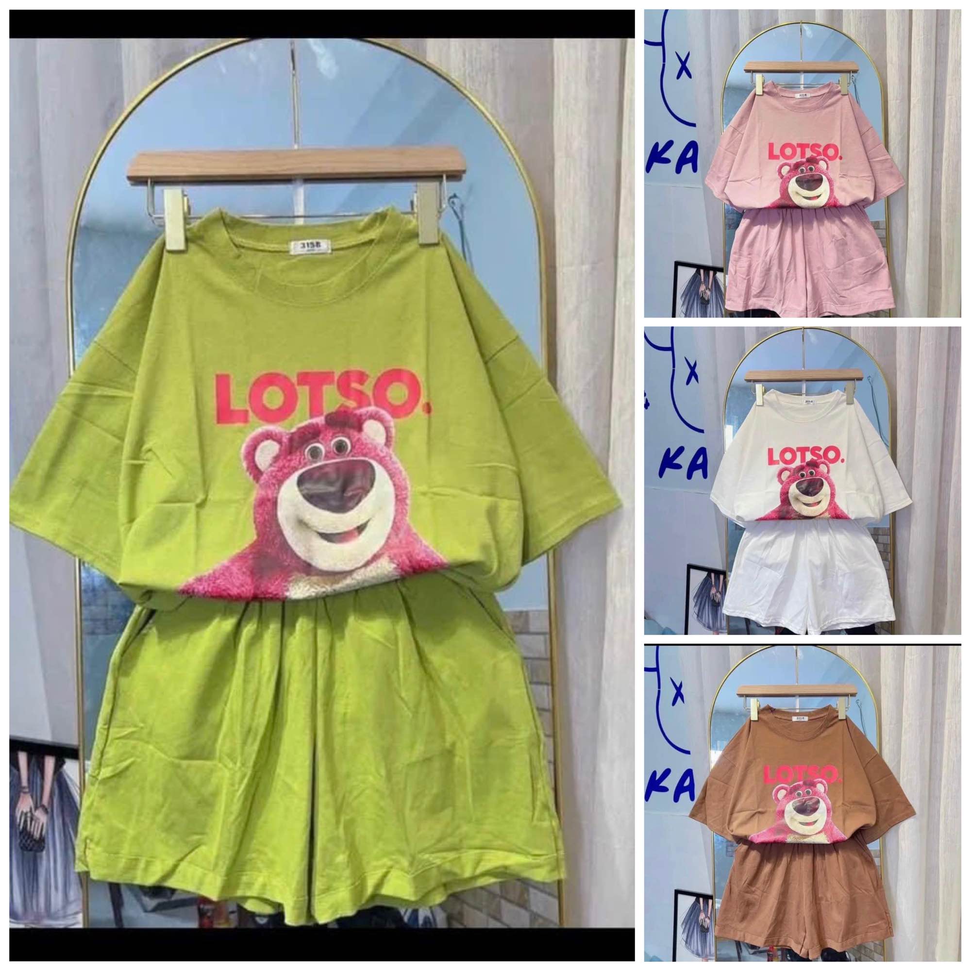 Set bộ đùi chất cotton su form rộng tay lỡ - Losto chống gậy