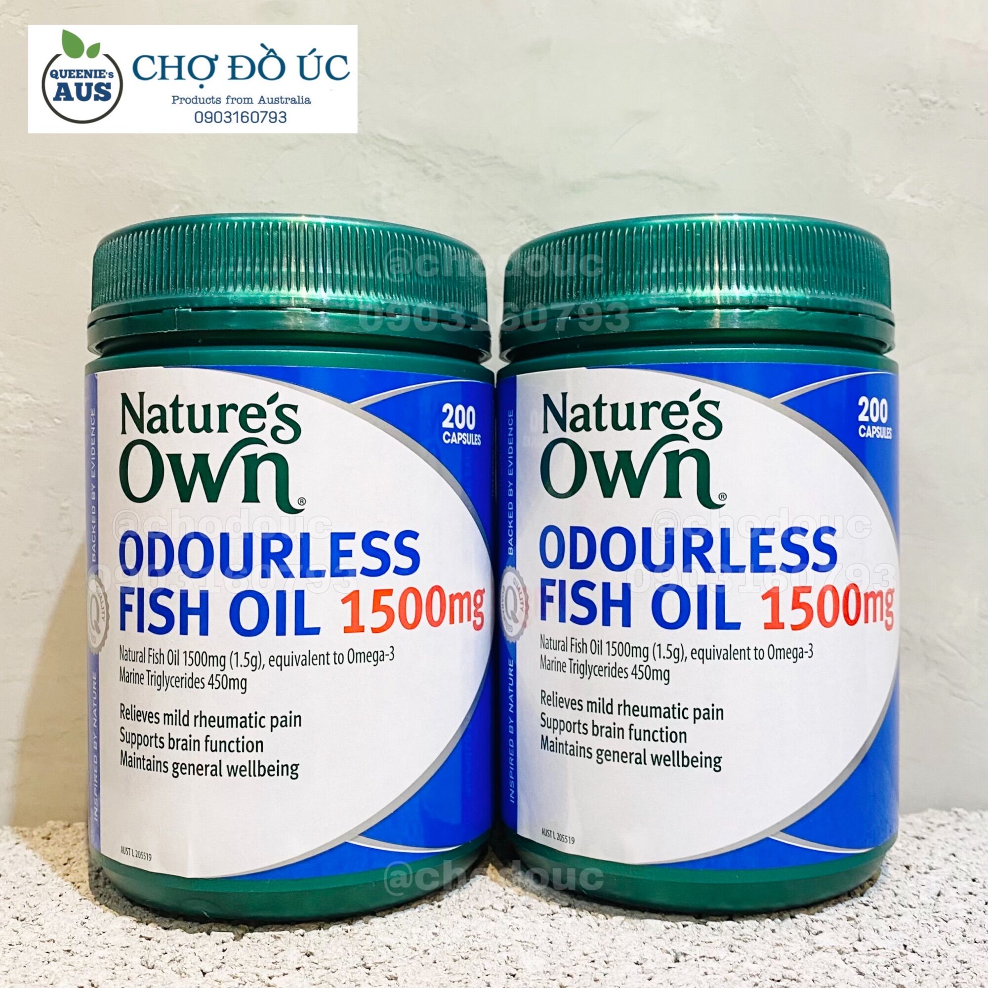 Dầu Cá NATURE’S OWN Odourless Fish Oil 1500mg hộp 200 viên