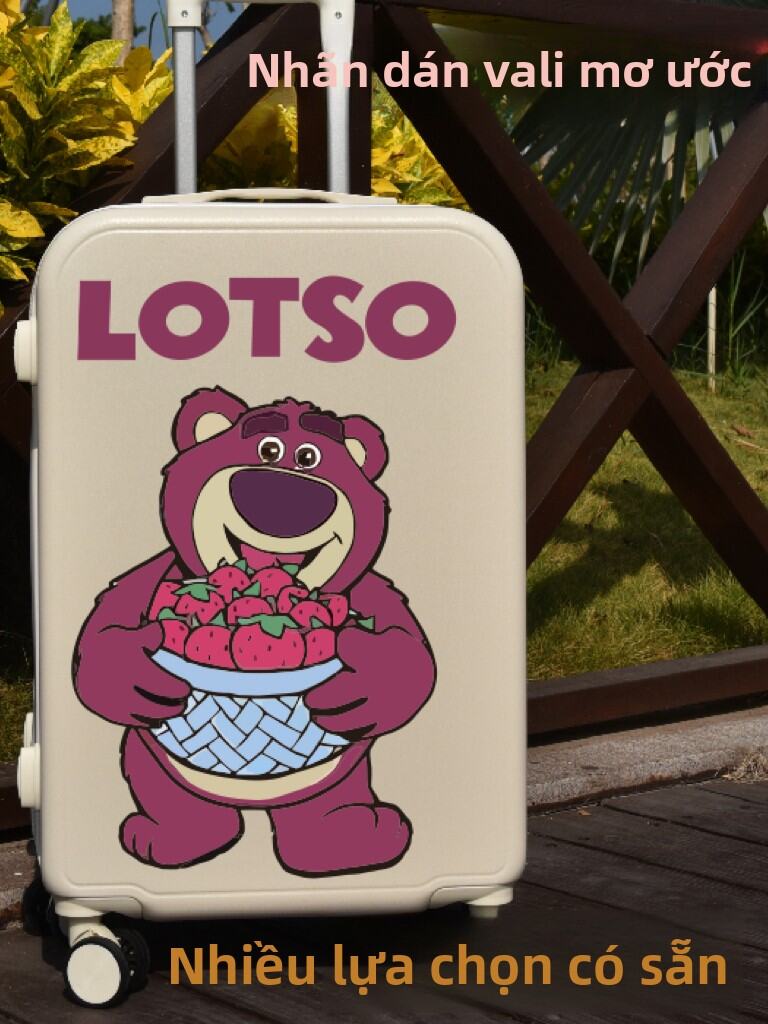 Dán Túi Hành Lý Hình Gấu Dâu Tây Hoạt Hình Dễ Thương Dán Tường Phòng Du Lịch Dán Túi Xách Kéo Hình Gấu Trúc Dễ Thương