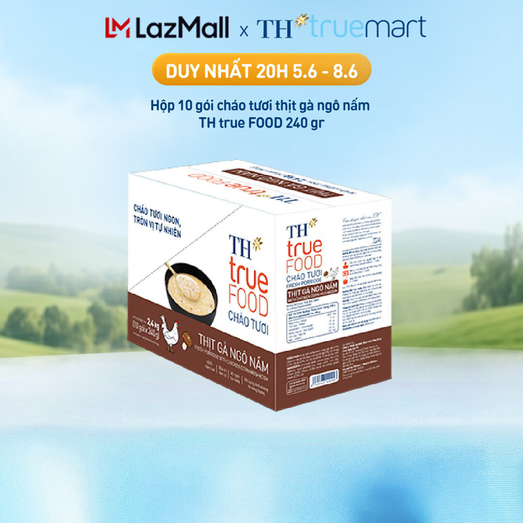 Hộp 10 gói Cháo tươi thịt gà ngô nấm TH true Food 240 g (240 g x10 gói)