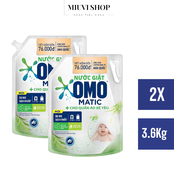 Combo 2 túi nước giặt omo matic cửa trước 3.6kg/túi