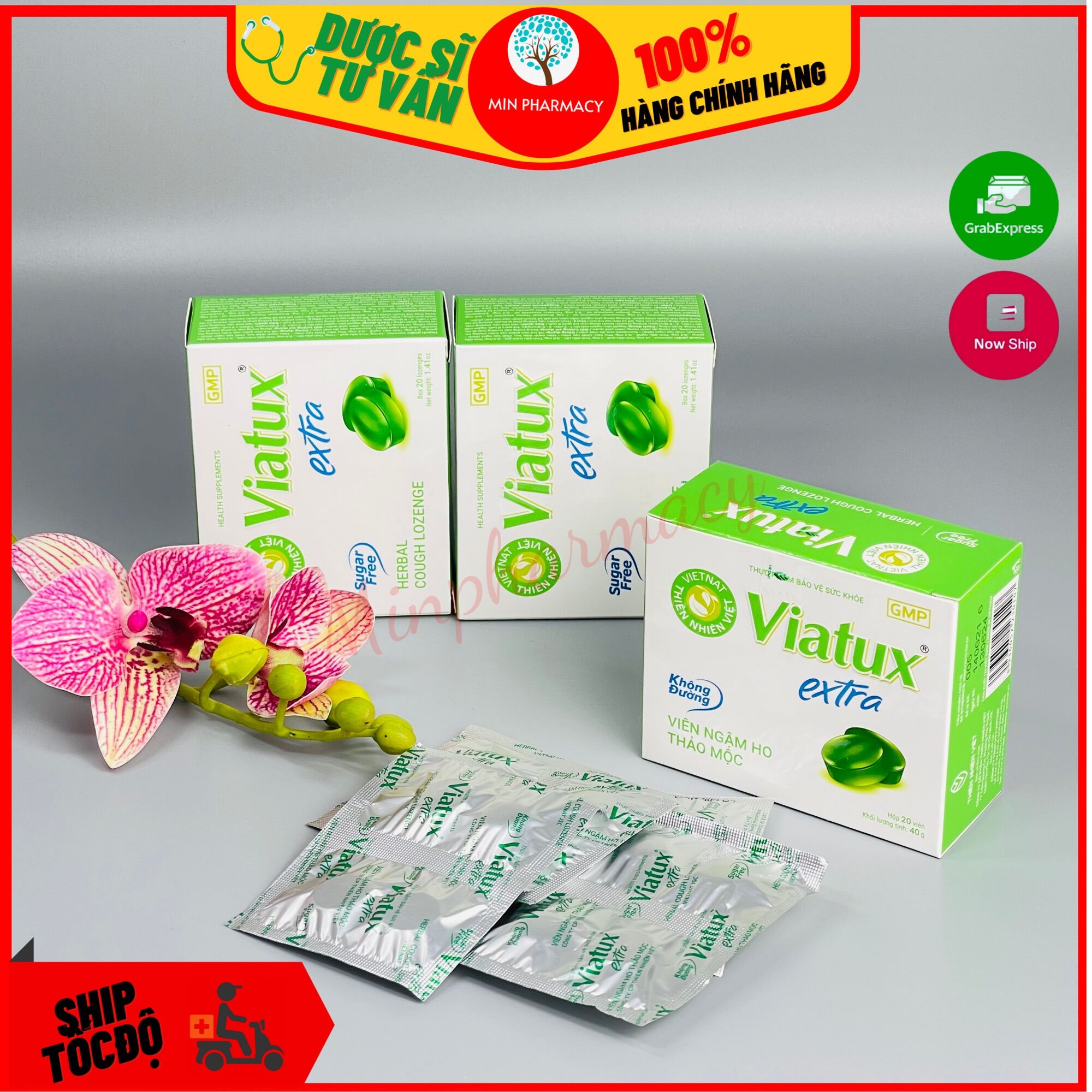 Viên ngậm giảm ho thảo mộc viatux extra - minpharmacy