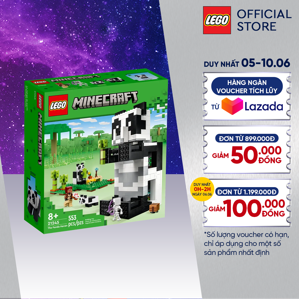 Lego minecraft 21245 đồ chơi lắp ráp ngôi nhà gấu trúc