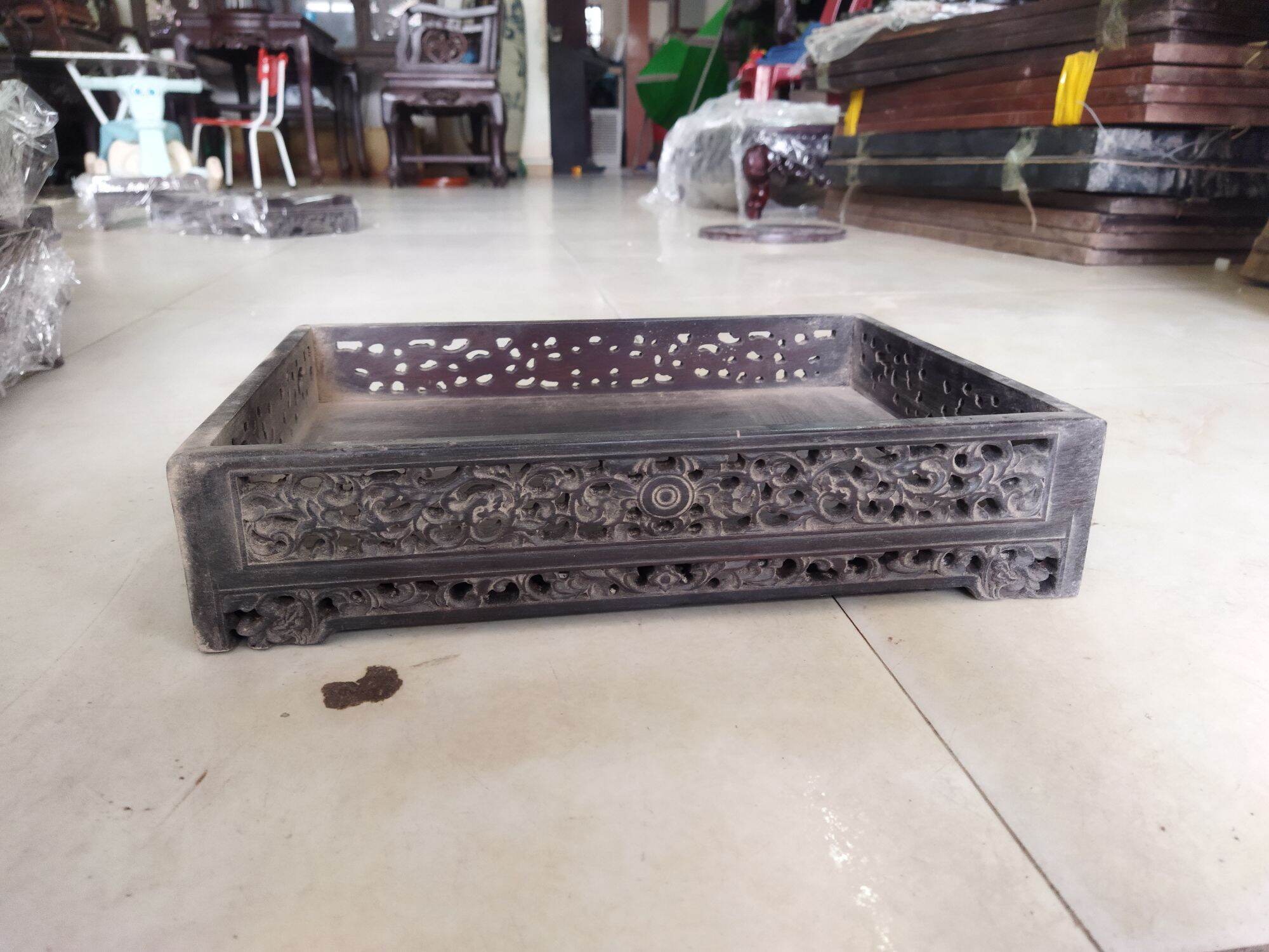 Khay trà huế giả cổ gỗ gụ 35x24cm