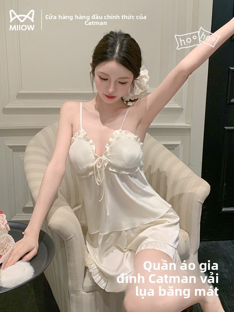 [MiiOW | Cat Woman Summer Ice Silk Thin Strap Bralette Shorts Sleepwear Set Sexy Pink Casual V-neck Print Breathable Lightweight New 2025,MiiOW | Cat Woman Summer Ice Silk Thin Strap Bralette Shorts Sleepwear Set Sexy Pink Casual V-neck Print Breathable L Giá 463,000 Đồng*Miễn phí vận chuyển