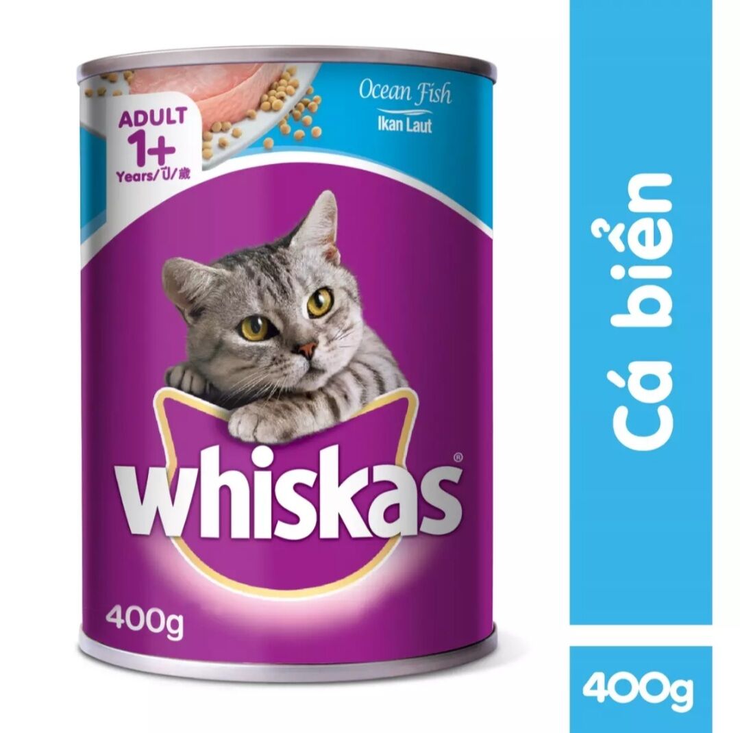 Thức ăn Whiskas cho mèo dạng Pate vị Cá biển 3 hộp x 400g