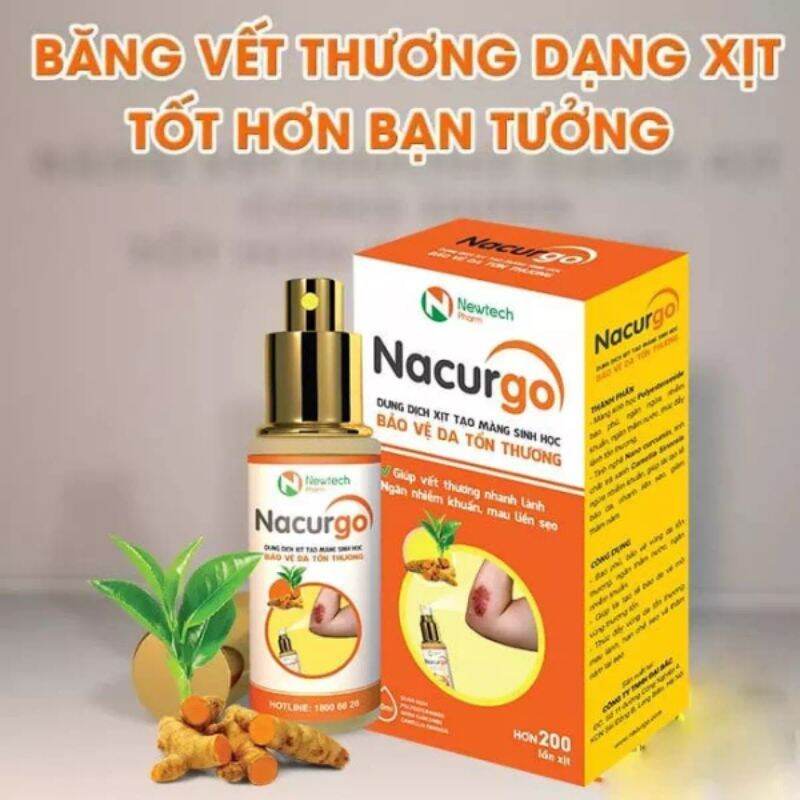 Dung dịch xịt tạo màng sinh học bảo vệ da tổn thương Nacurgo