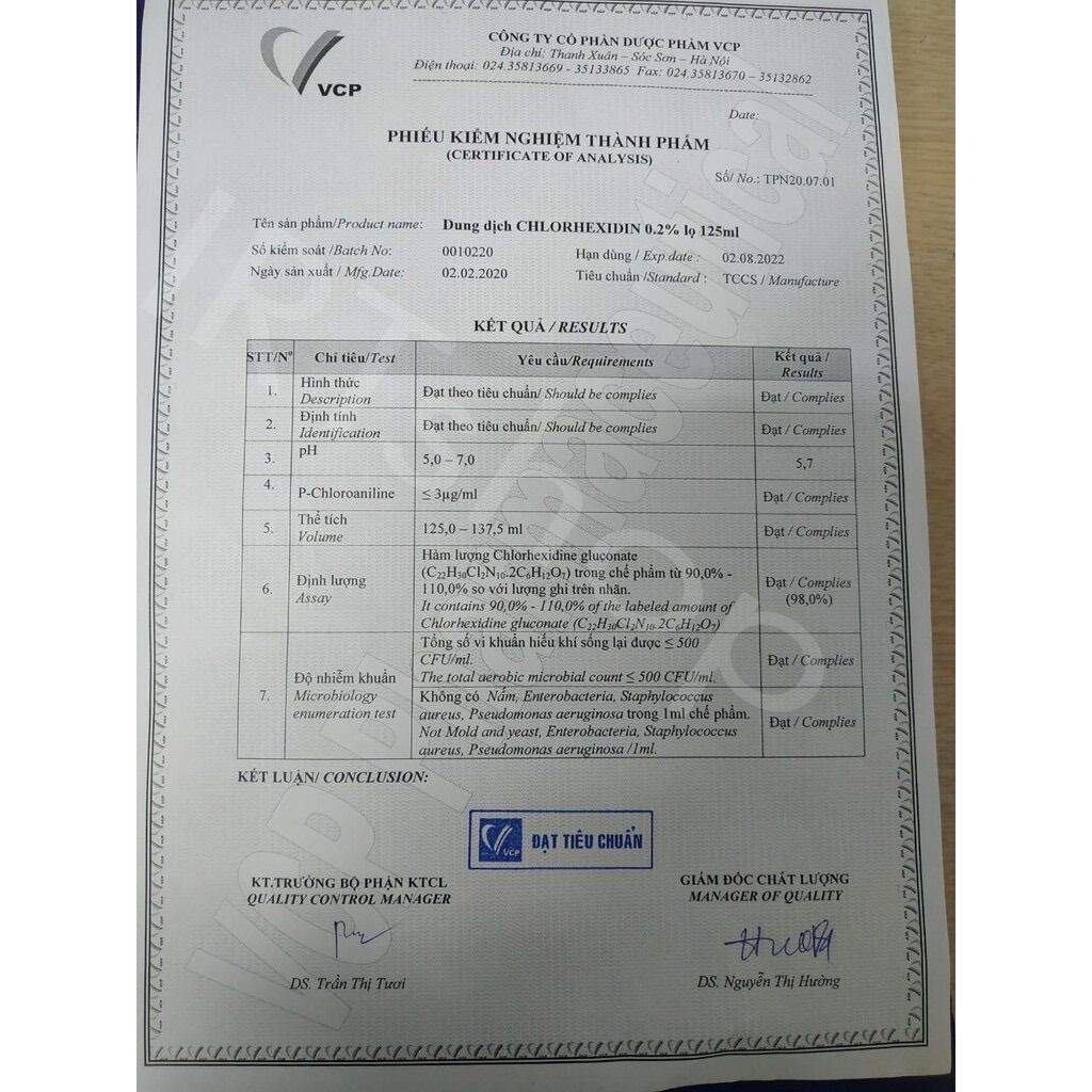 Nước Súc Miệng Sát Khuẩn Chlorhexidine 0.2% 125ml