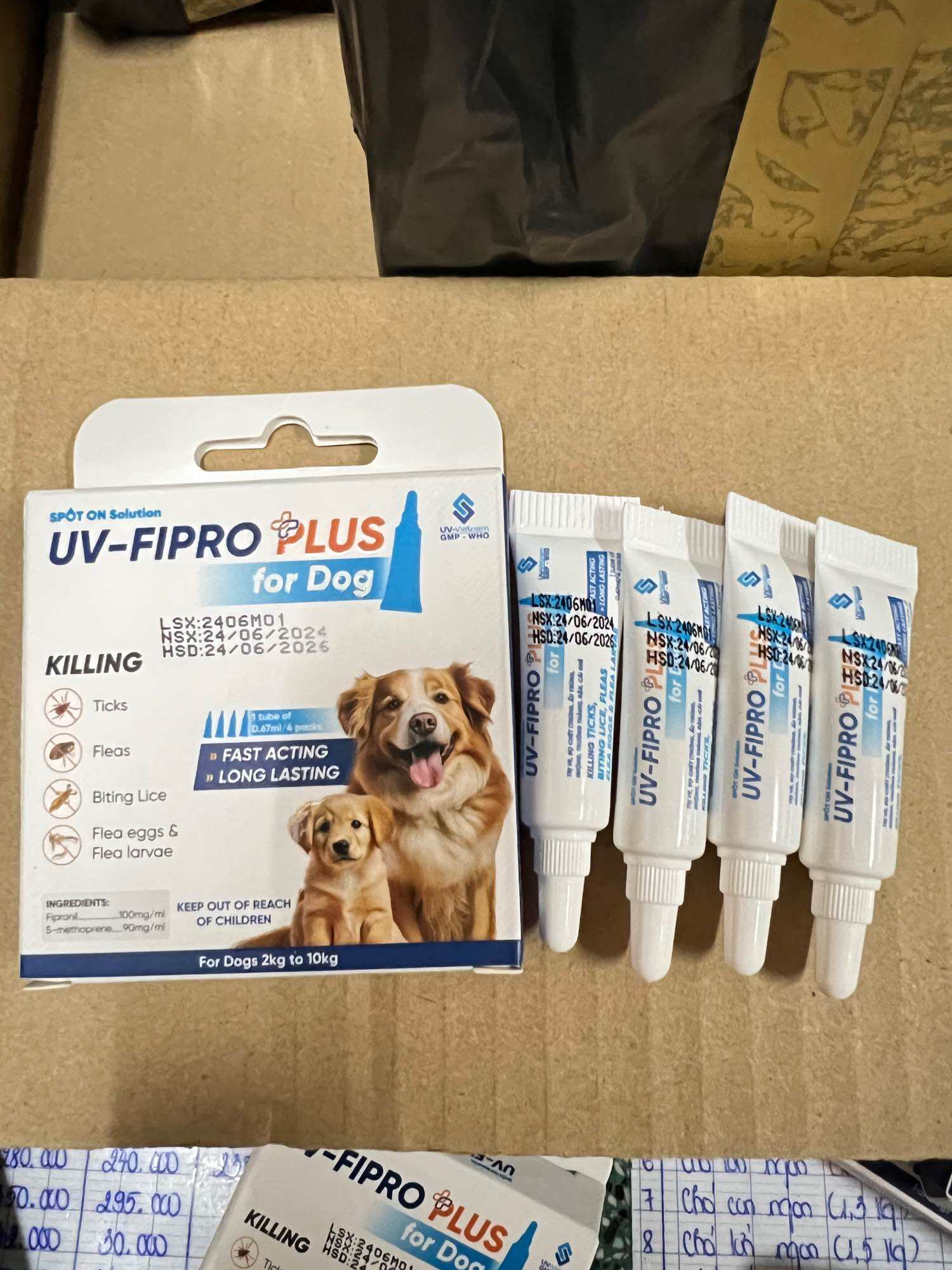 UV-FIPRO PLUS For Dog  - ngừa VE, BỌ CHÉT, RẬN CHO CHÓ ( hộp 4 tuýp)