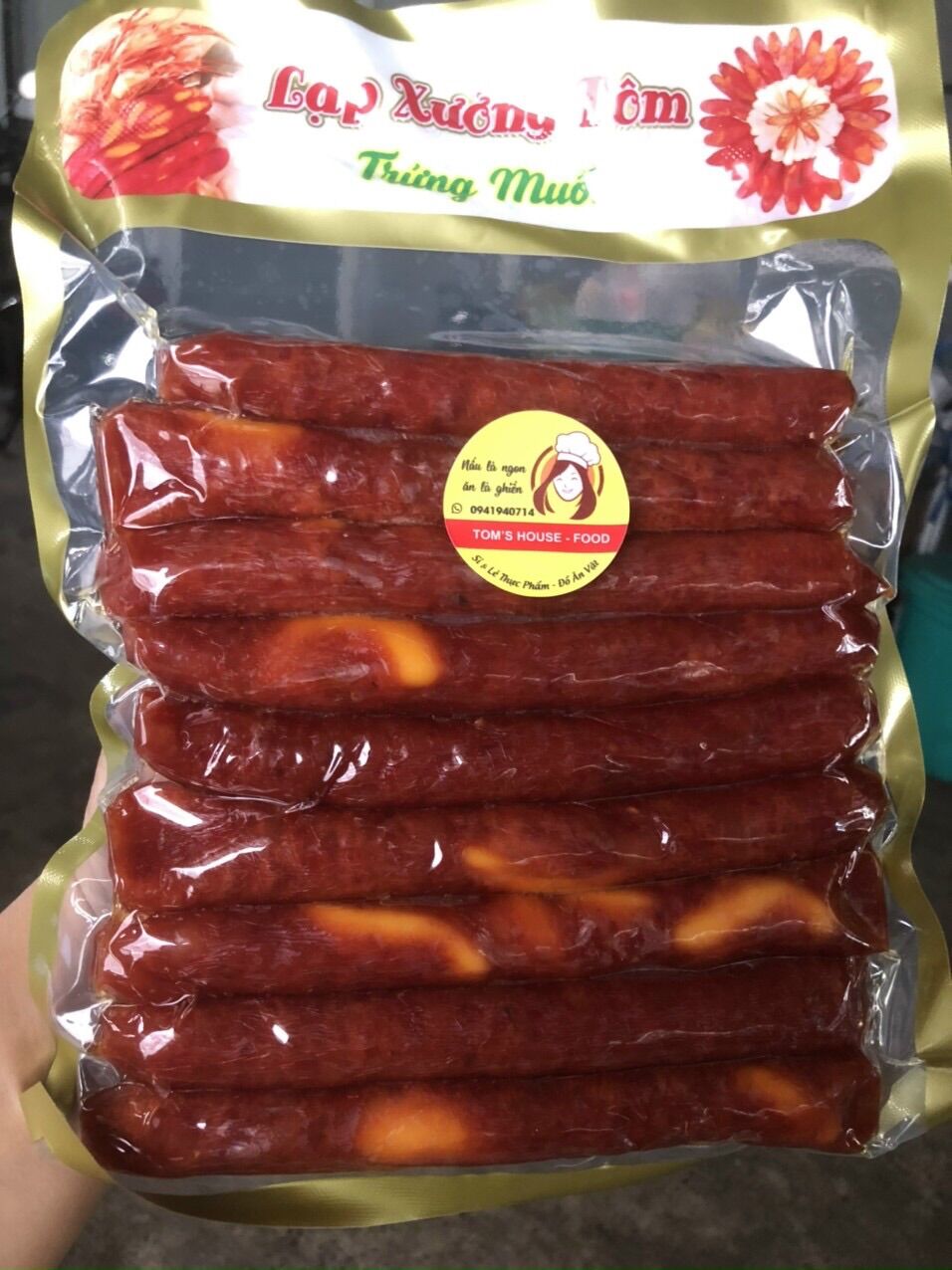 Lạp xưởng tôm khô trứng muối gói 500gr