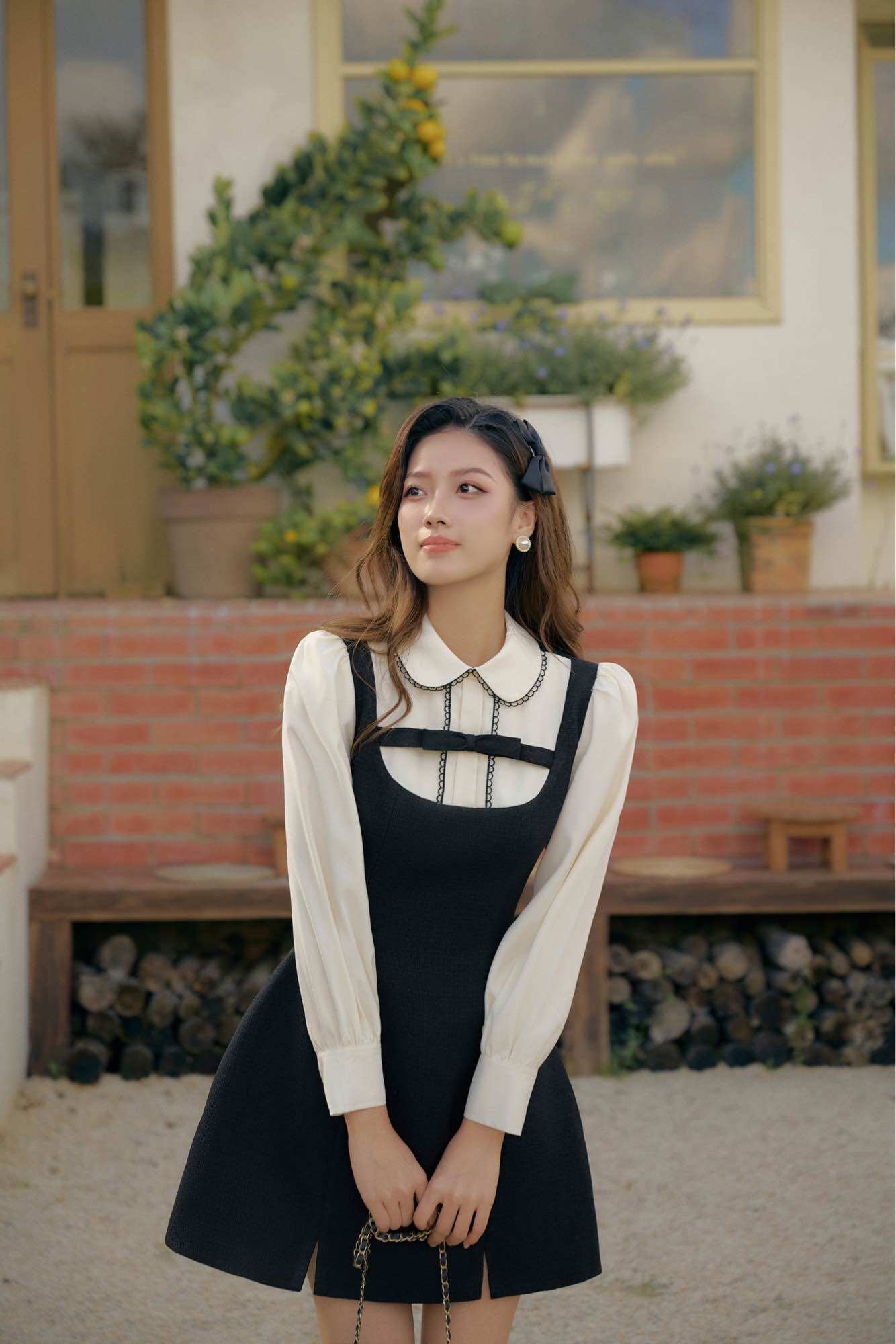 CÉLESTE - Váy Tweed đen Molly Dress