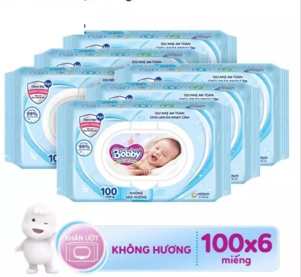 Khăn ướt Bobby care không mùi 100 tờ/gói