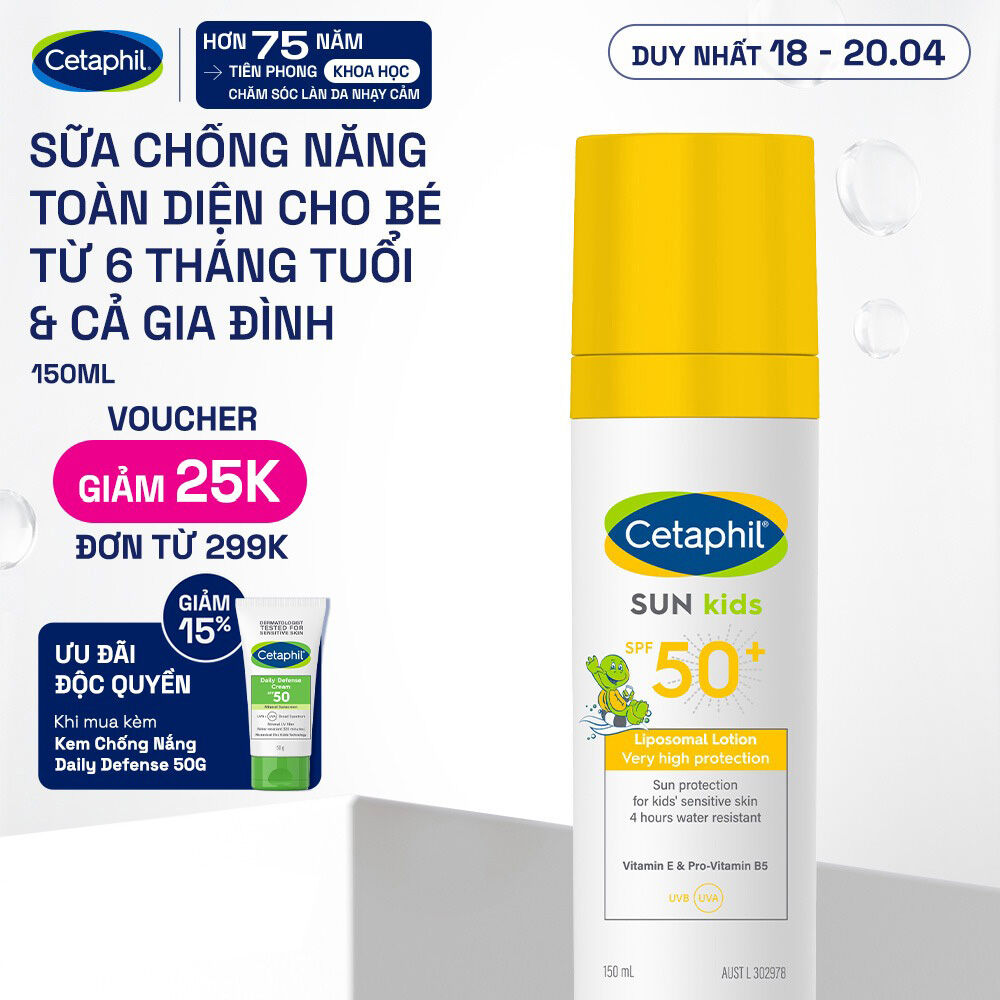 Sữa chống nắng dịu lành cho làn da nhạy cảm của bé từ 6 tháng tuổi CETAPHIL BABY SUN KIDS 150ML