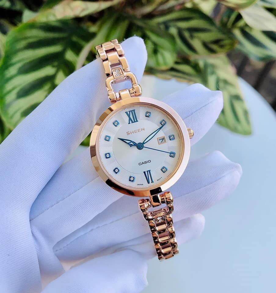 [HCM]Đồng hồ nữ Casio Sheen SHE-4055PG-7A xinh xắn