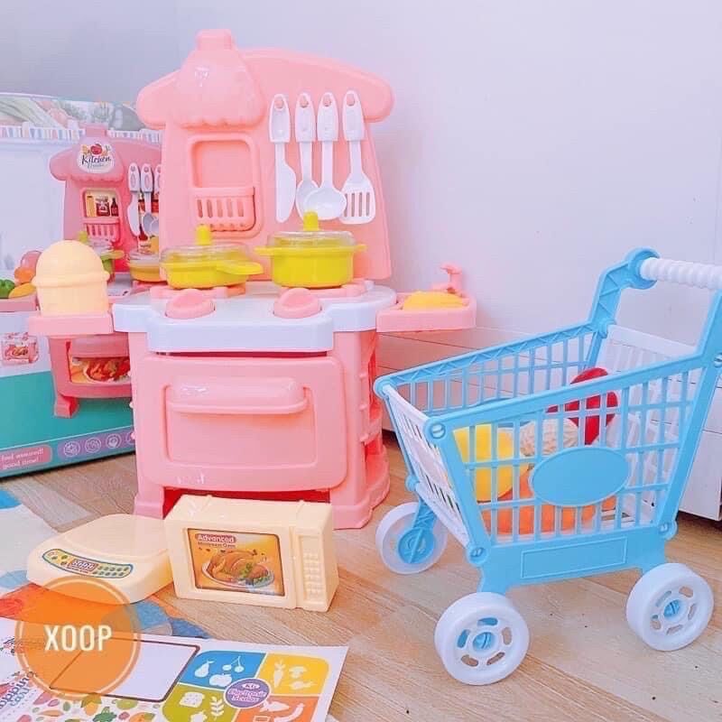 Bộ nấu ăn đồ chơi kèm xe đẩy cho bé