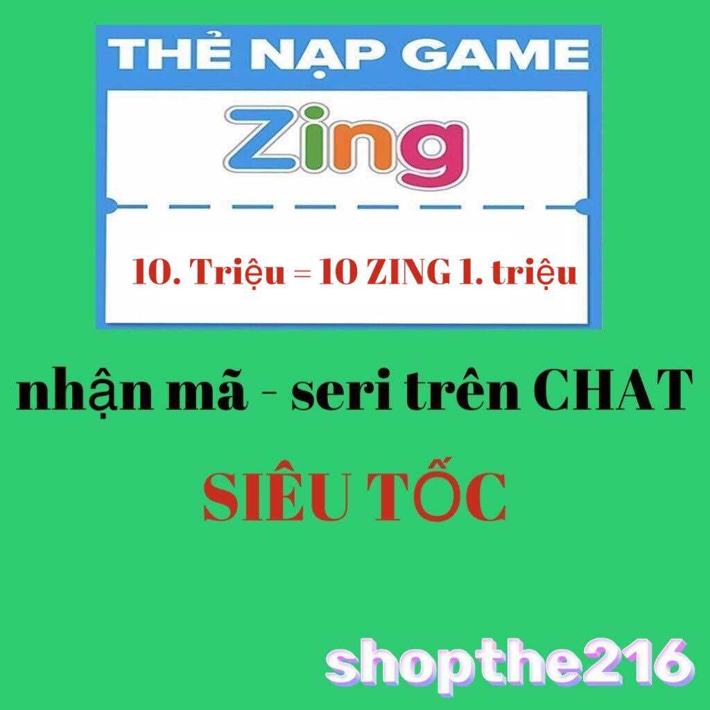 Mã Thẻ ZING- thời gian xử lý dưới 5 phút