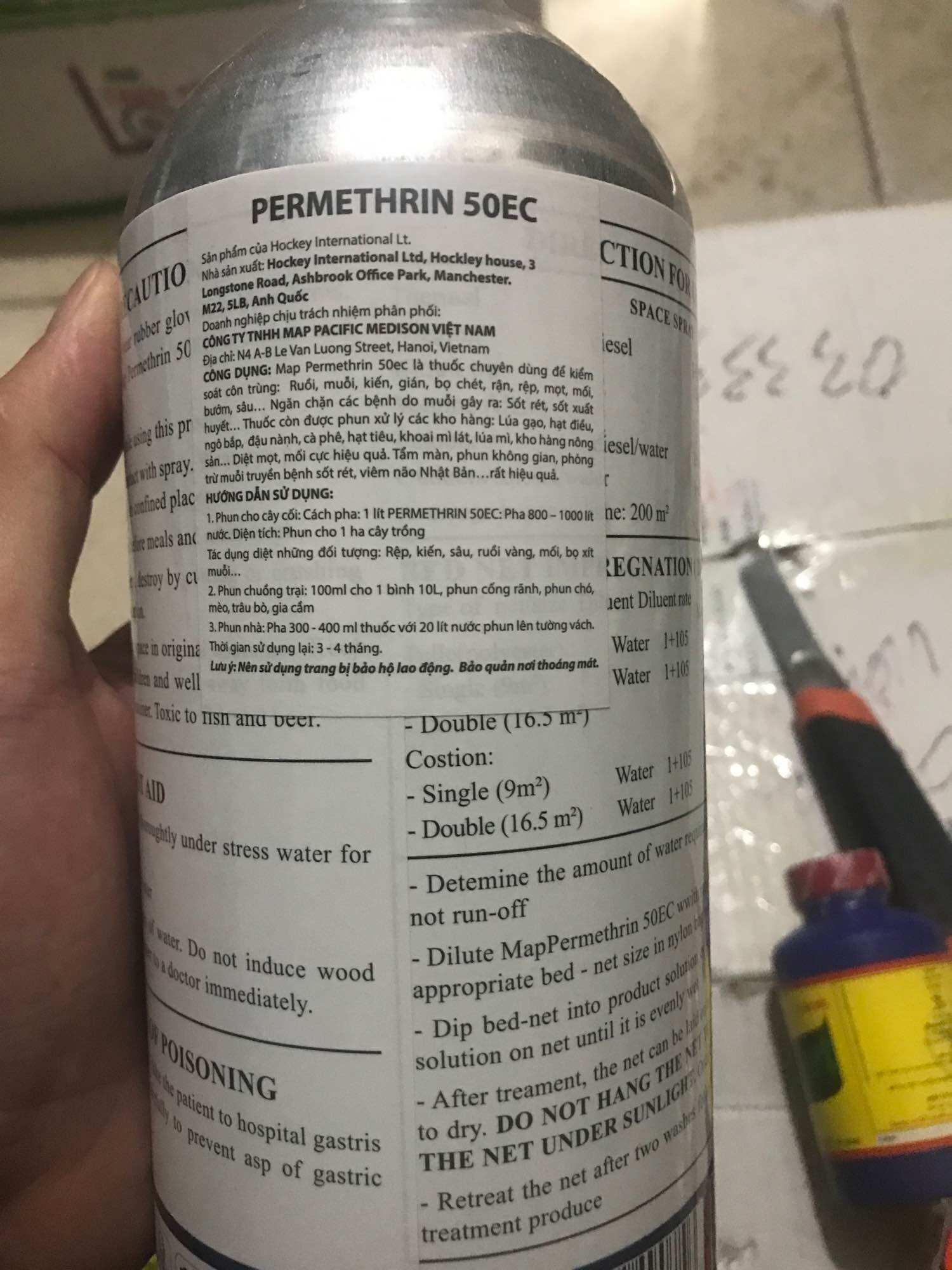 Thuốc Diệt Muỗi PERMETHRIN 50EC Chai Nhôm  1L