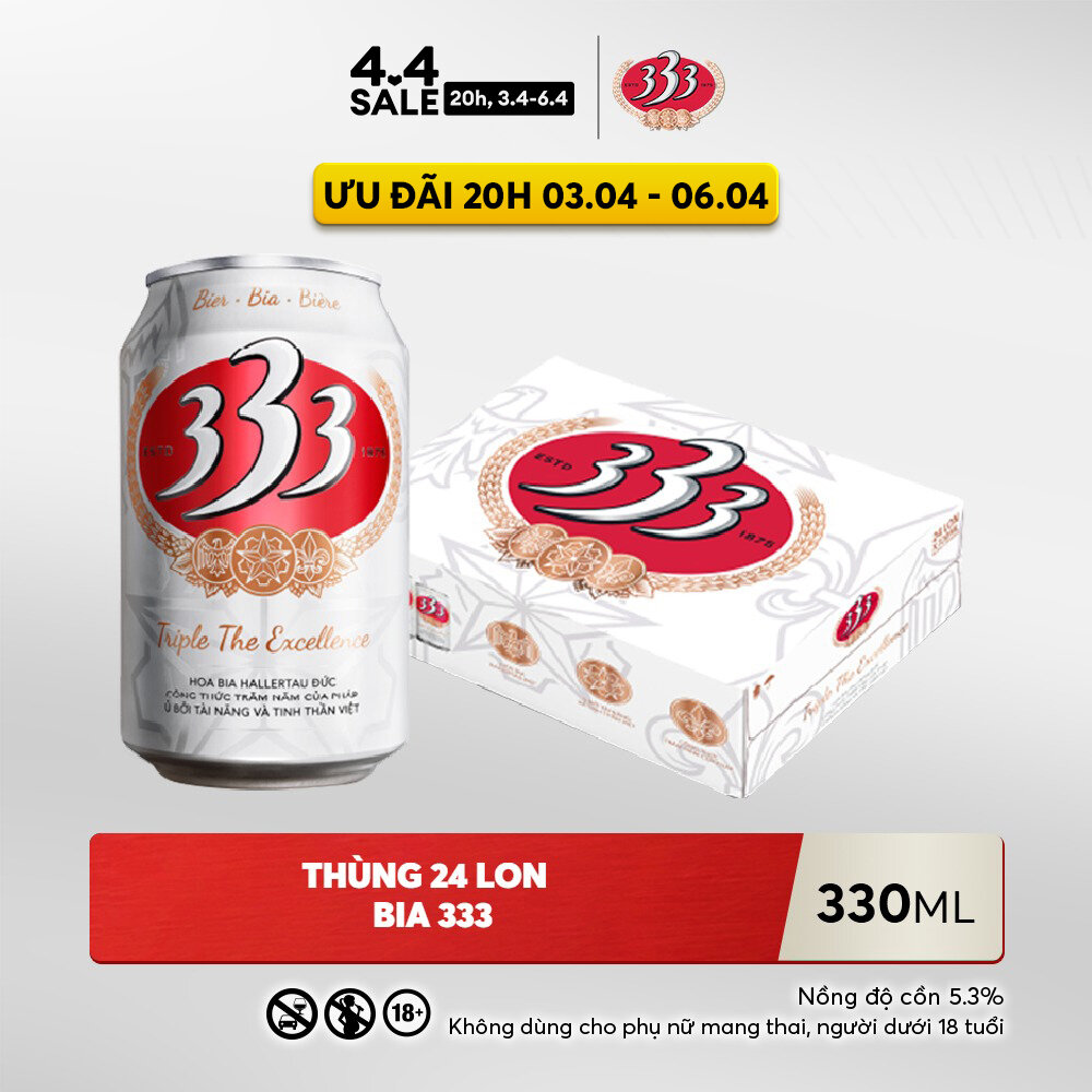 Nồng Độ Cồn 5.3% - Thùng 24 Lon Bia 333 330ml