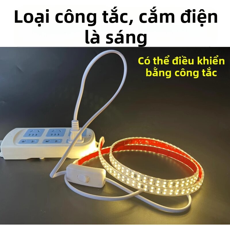 SHUOYU | Đèn LED Dải Tự Dán Chống Nước Có Cổng Kết Nối và Công Tắc 220V