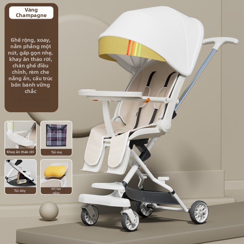 Portable Adjustable Reclining Shade Baby Stroller Bi-directional - 2