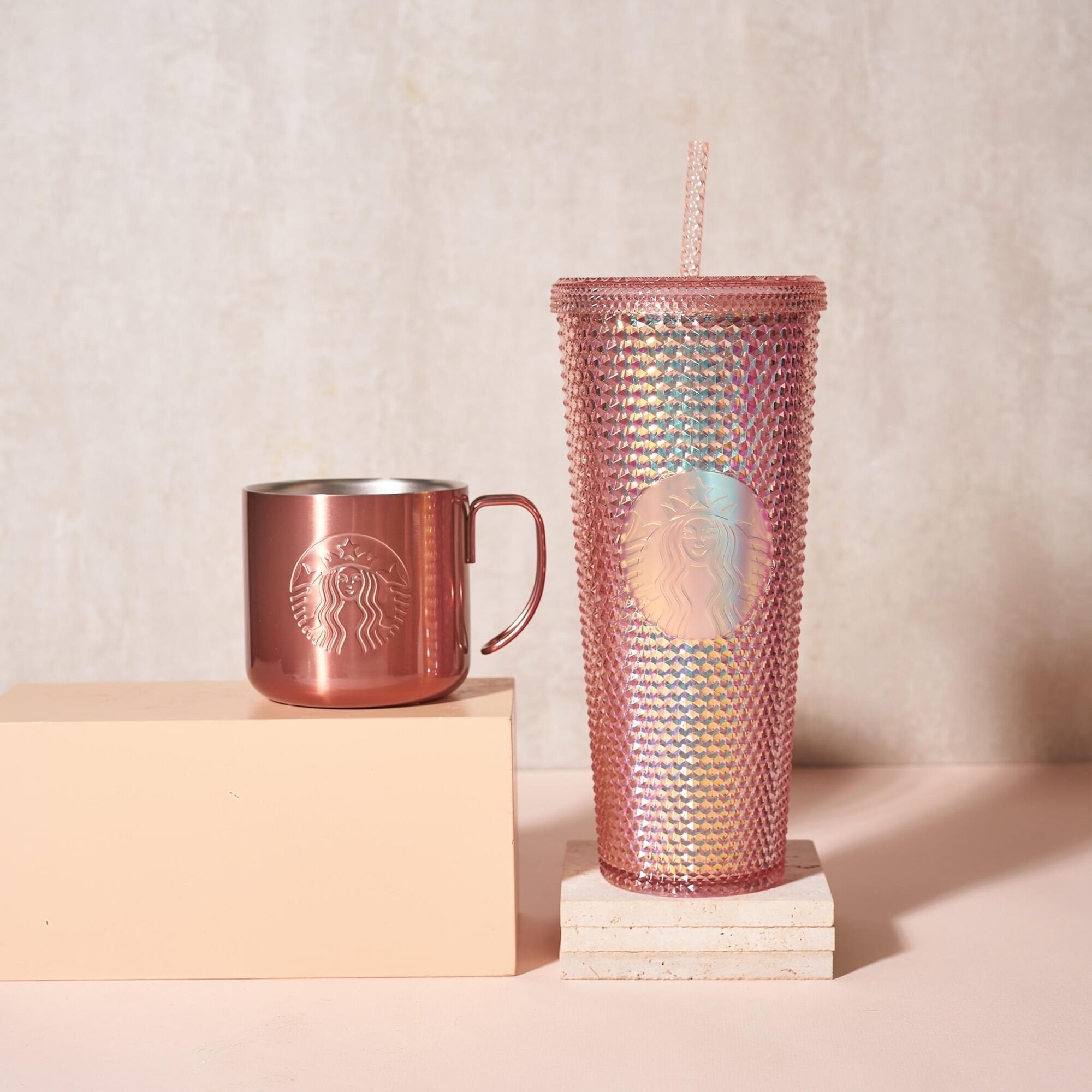 Starbucks cold cup blingtwinkle rose gold 710ml
