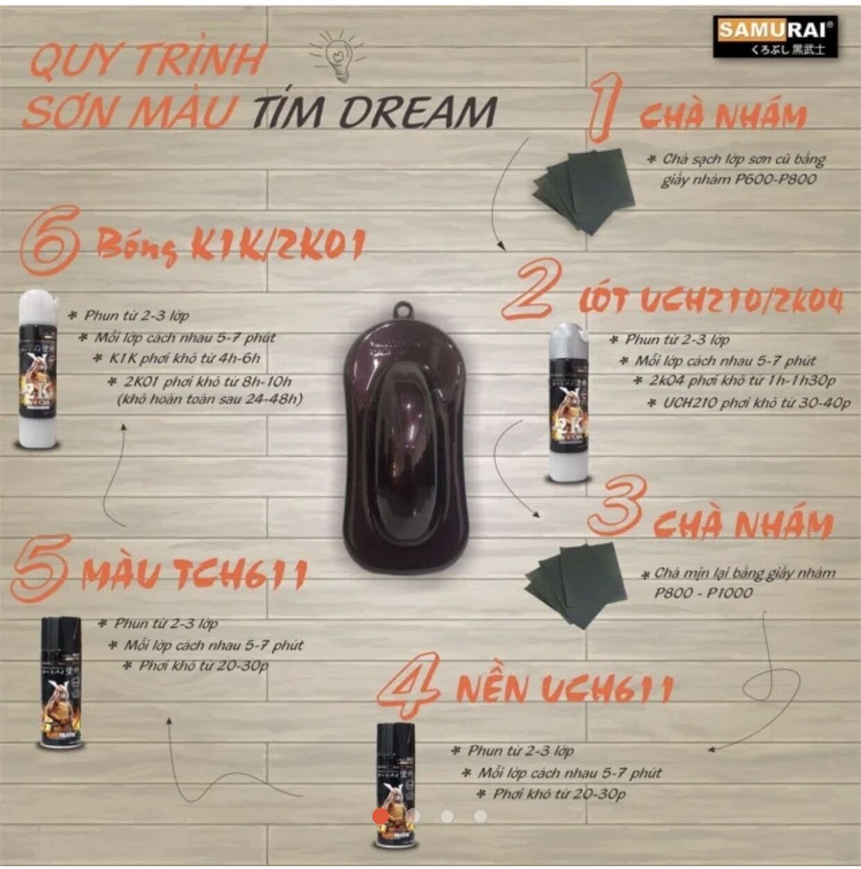Sơn Samurai Uch611 lót nền Tím nho xe Dream