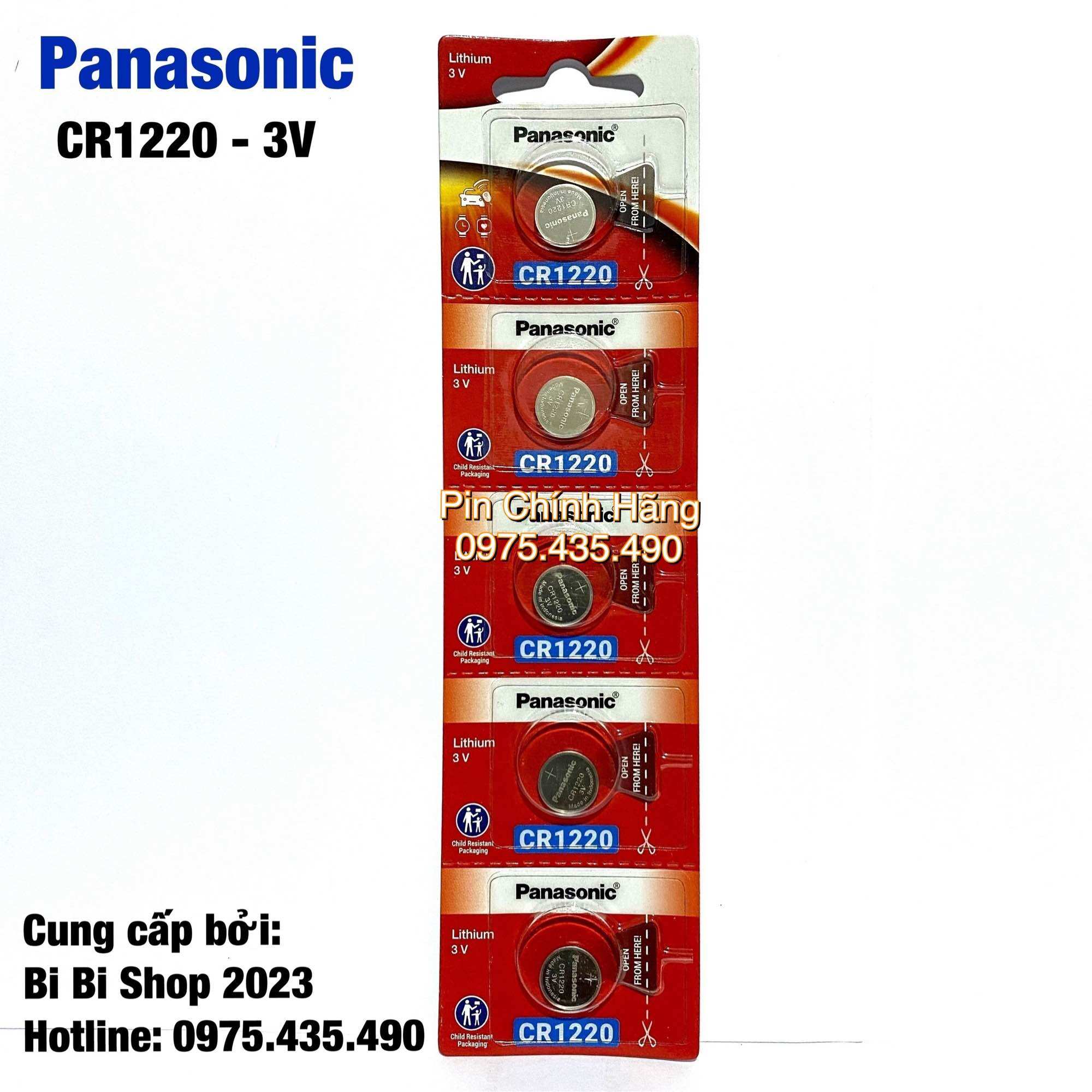 Pin CR1220 Panasonic Lithium 3V Chính Hãng Vỉ 5 Viên