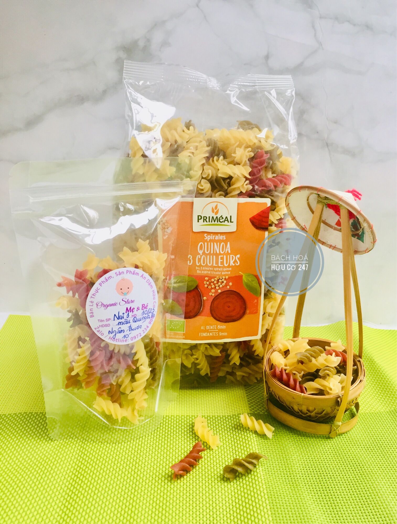 Nui xoắn 3 màu quinoa hữu cơ Primeal