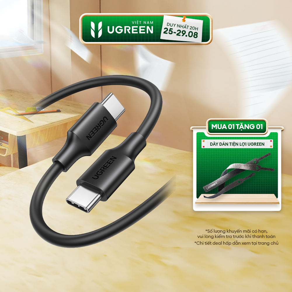Cáp sạc nhanh Type C UGREEN US286 - Sạc nhanh dòng 3A, khả năng tương thích rộng, lõi đồng nguyên chất - Hàng phân phối chính hãng - Bảo hành 18 tháng 1 đổi 1 | 50997
