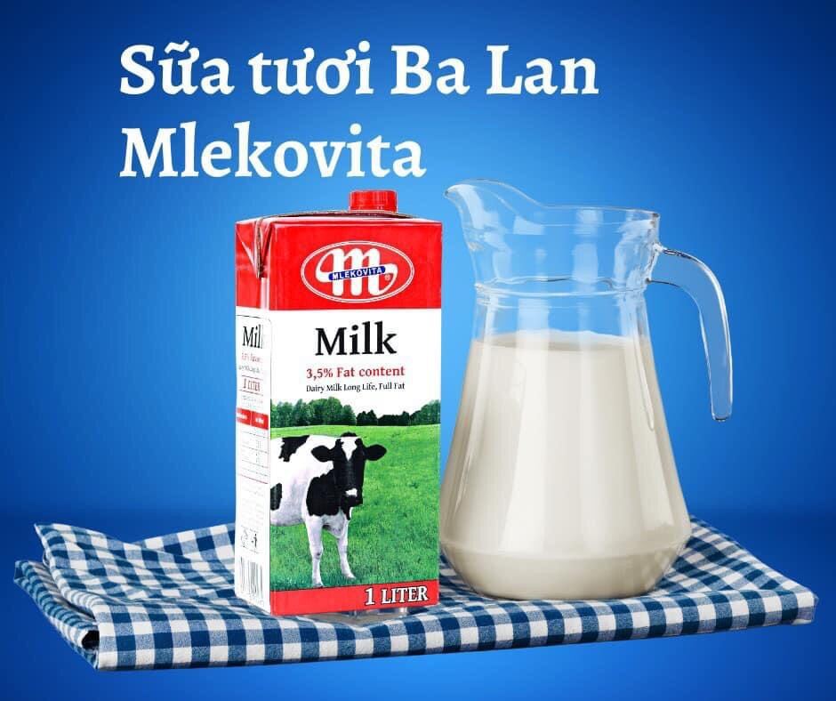 Thùng 12 hộp sữa tươi không đường MLEKOVITA hộp 1L thumbnail